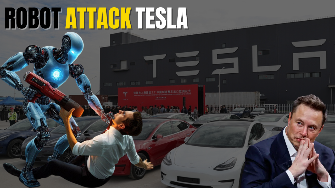 Robot Attack at Tesla NEWS